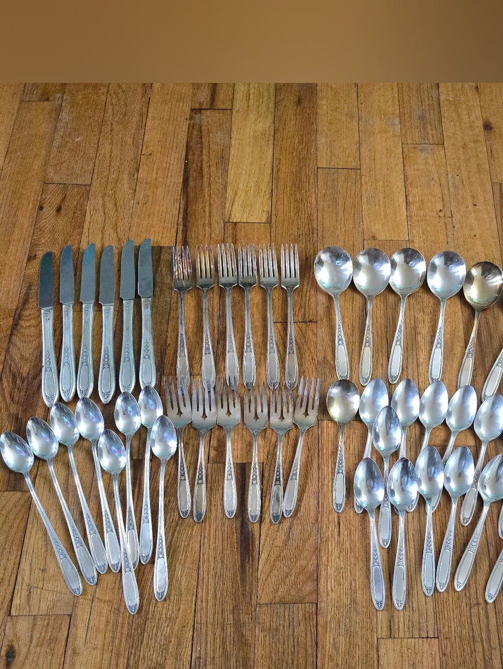 Set Of 51 Oneida Silverplate Enchantment Bounty Flatware Spoons Forks Knives